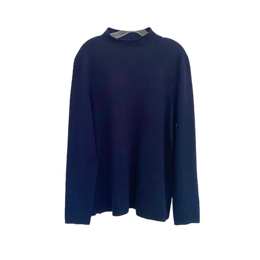 Lauren Ralph Lauren Dark Navy Blue Mock Neck Wool Blend Sweater Sz XL